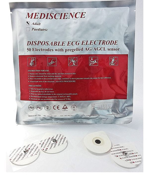 MEDISCIENCE DISPOSABLE ECG ELECTRODE ADULT 50's/PACK