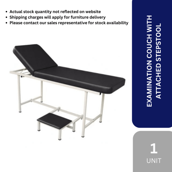 FURNITURE -STANDARD EXAMINATION COUCH WITH ATTACHED STEPSTOOL