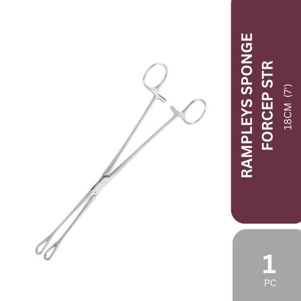 RAMPLEYS SPONGE FORCEP STRAIGHT 18CM (7')