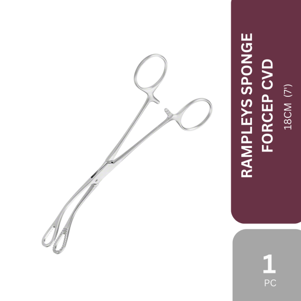 RAMPLEYS SPONGE FORCEP CURVED 18CM ( 7" )