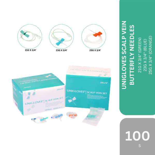 UNIGLOVES SCALP VEIN BUTTERFLY NEEDLES 3/4" 100s