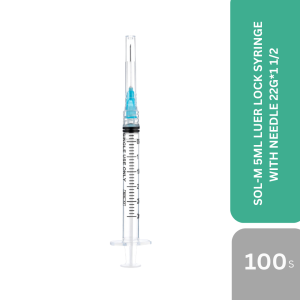 SOL-M 5ML LUER LOCK SYRINGE WITH NEEDLE 22G*1 1/2 100s/BOX