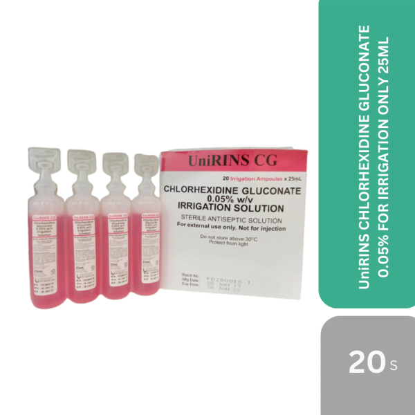 UniRINS CHLORHEXIDINE GLUCONATE 0.05% FOR IRRIGATION ONLY 25ML (20s/BOX)