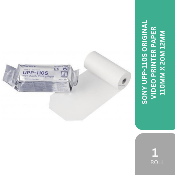 SONY UPP-110S ORIGINAL VIDEO PRINTER PAPER 110MM X 20M 12MM -1 ROLL