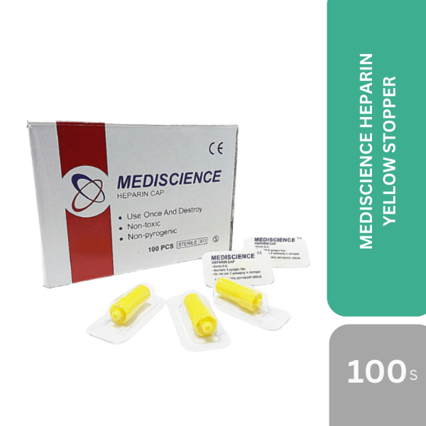MEDISCIENCE HEPARIN YELLOW STOPPER 100'S/BOX