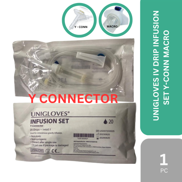 UNIGLOVES IV DRIP INFUSION SET Y-CONN MACRO 1'S