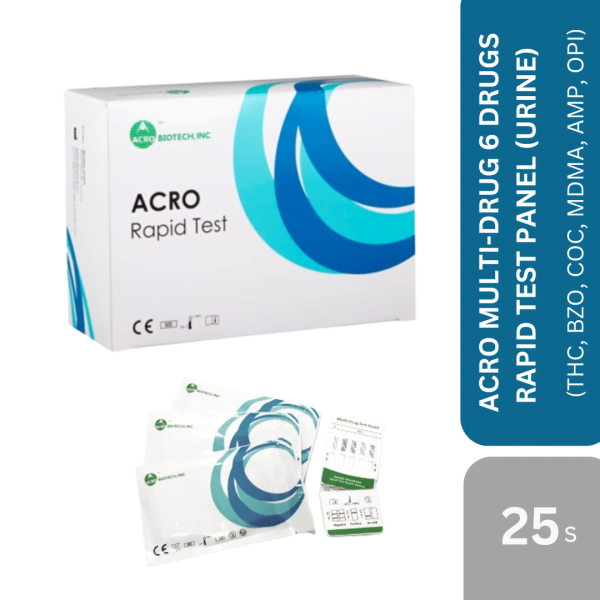 ACRO MULTI-DRUG 6 DRUGS RAPID TEST PANEL (URINE) (THC, BZO, COC, MDMA, AMP, OPI) 25s/BOX