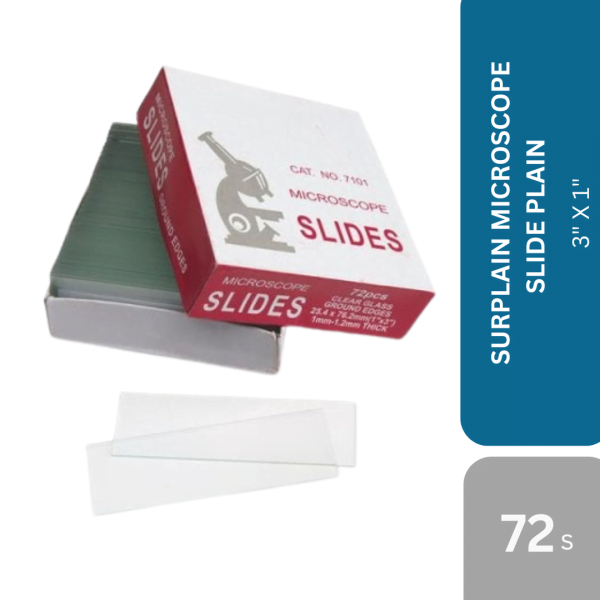 SURPLAIN MICROSCOPE SLIDE PLAIN 3"X1" 72's