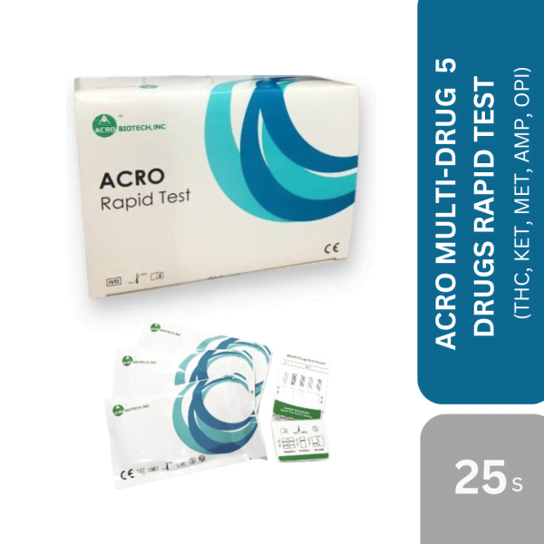 ACRO MULTI-DRUG 5 DRUGS RAPID TEST PANEL (URINE) (THC, KET, MET, AMP, OPI) 25s/BOX
