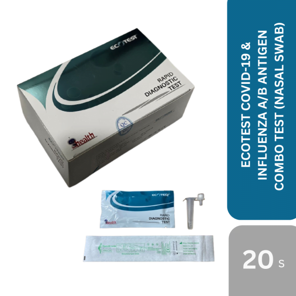 ECOTEST COVID-19 & INFLUENZA A/B ANTIGEN COMBO TEST (NASAL SWAB) 20s