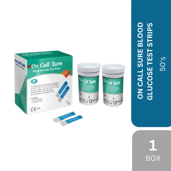 ON CALL SURE BLOOD GLUCOSE TEST STRIPS 50s/BOX