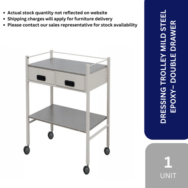 FURNITURE -DRESSING TROLLEY MILD STEEL EPOXY DOUBLE DRAWER