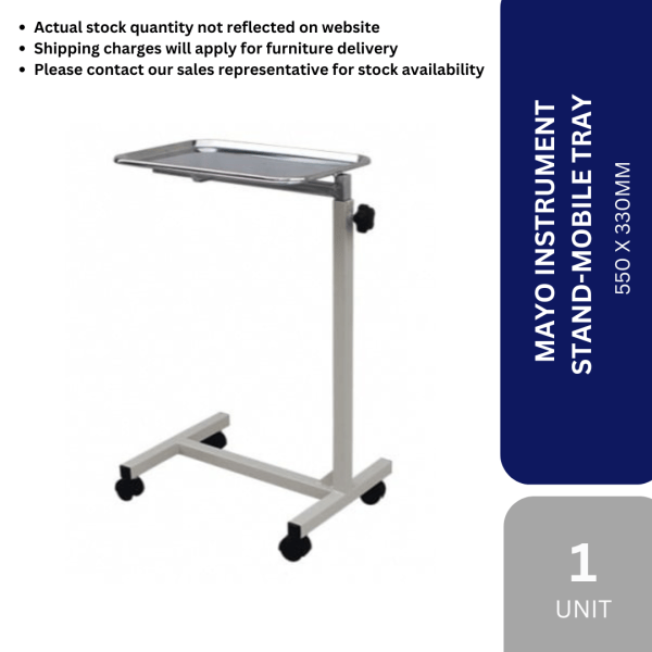 FURNITURE-MAYO INSTRUMENT STAND-MOBILE TRAY 550  X 330MM