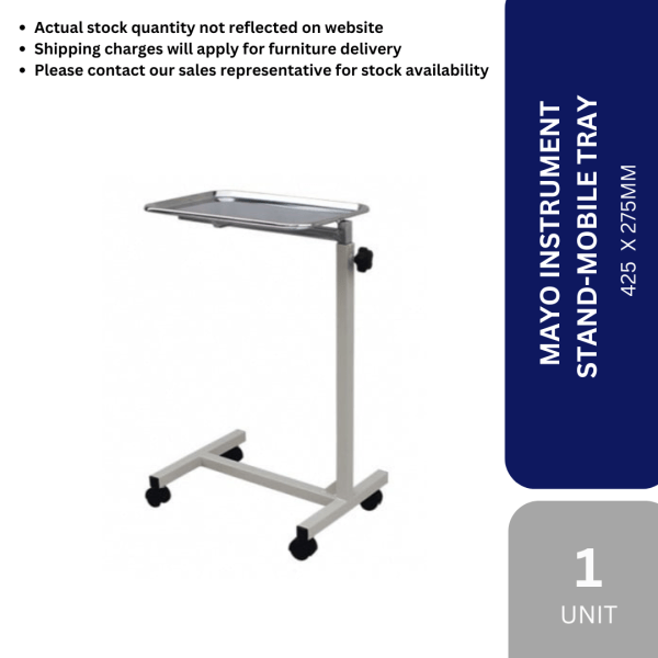 FURNITURE -MAYO INSTRUMENT STAND-MOBILE TRAY 425 X 275MM