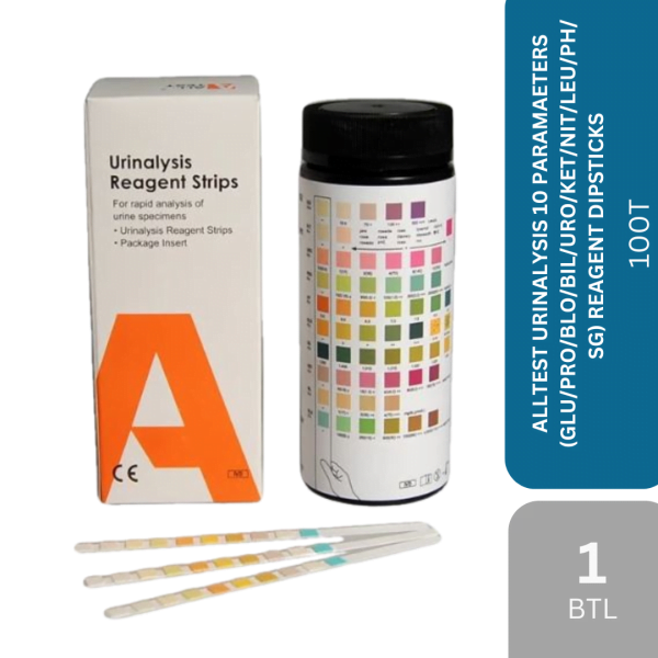ALLTEST URINALYSIS-10 REAGENT STRIPS 100T (GLU/PRO/BLO/URO/KET/NIT/PH/NEU/SG)