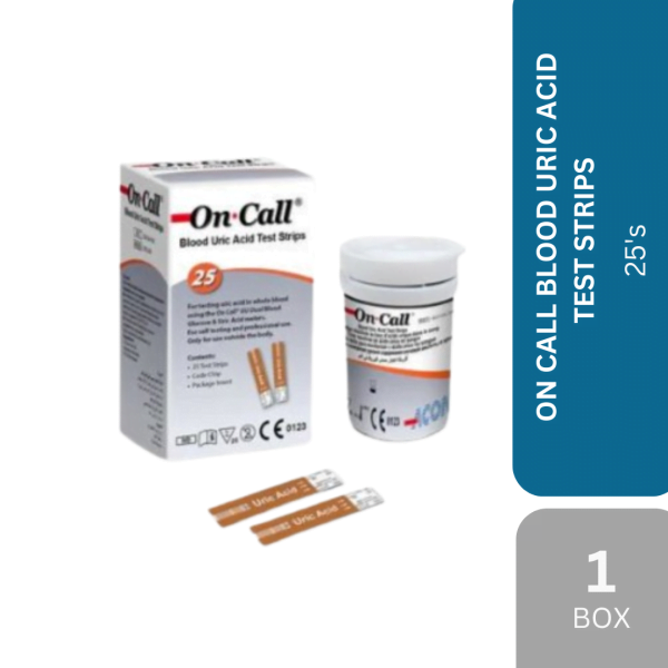 ON CALL BLOOD URIC ACID TEST STRIPS 25s/BOX