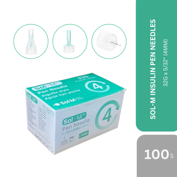 SOL-M INSULIN PEN NEEDLES 32G x 5/32" (4MM) 100s