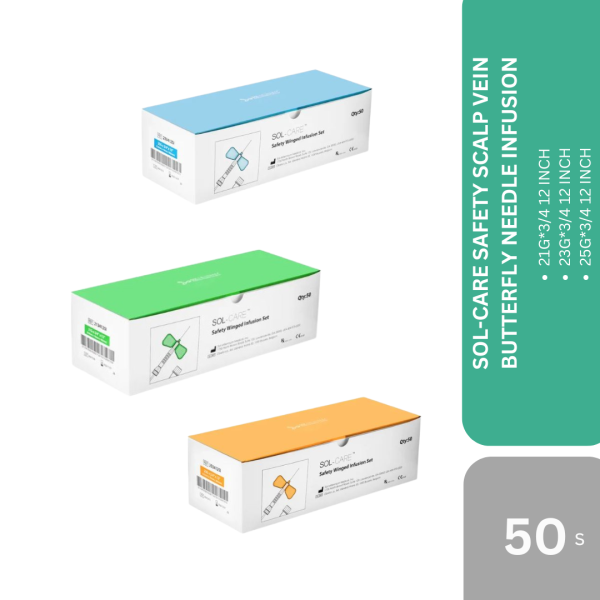 SOL-CARE SAFETY SCALP VEIN BUTTERFLY NEEDLE INFUSION 50s/BOX
